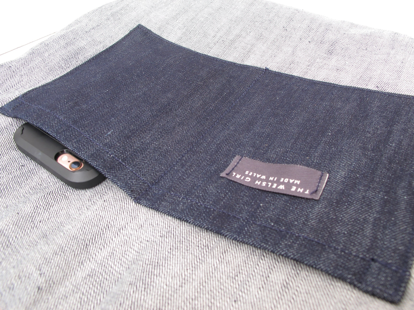 Blockwork Tote Bag - indigo, toffee, graphite & straw