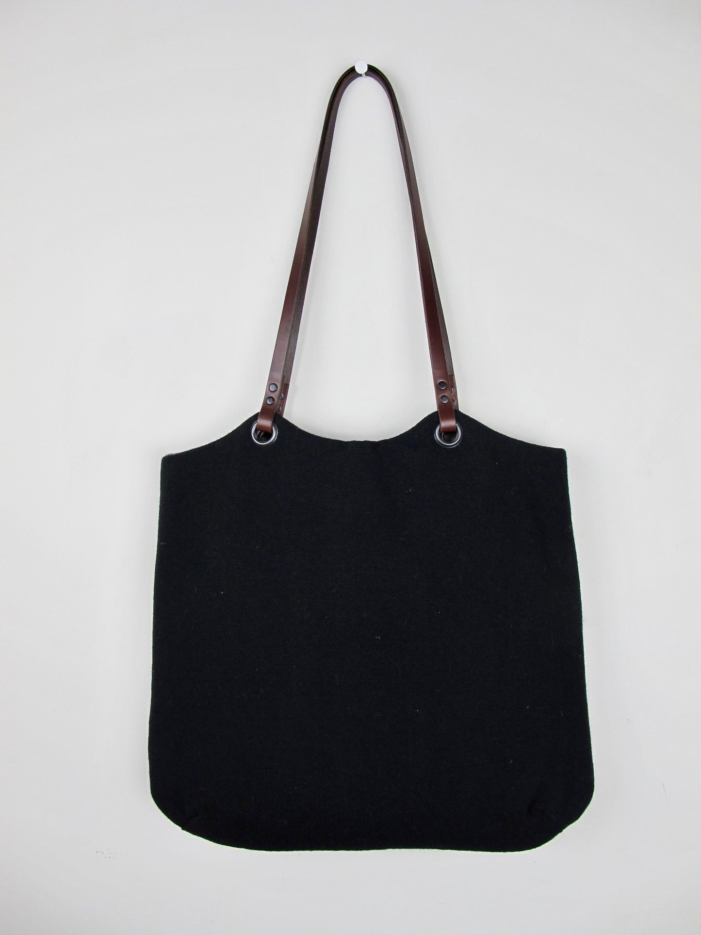 Blockwork Tote Bag - black, teal, caramel & lemon stripe