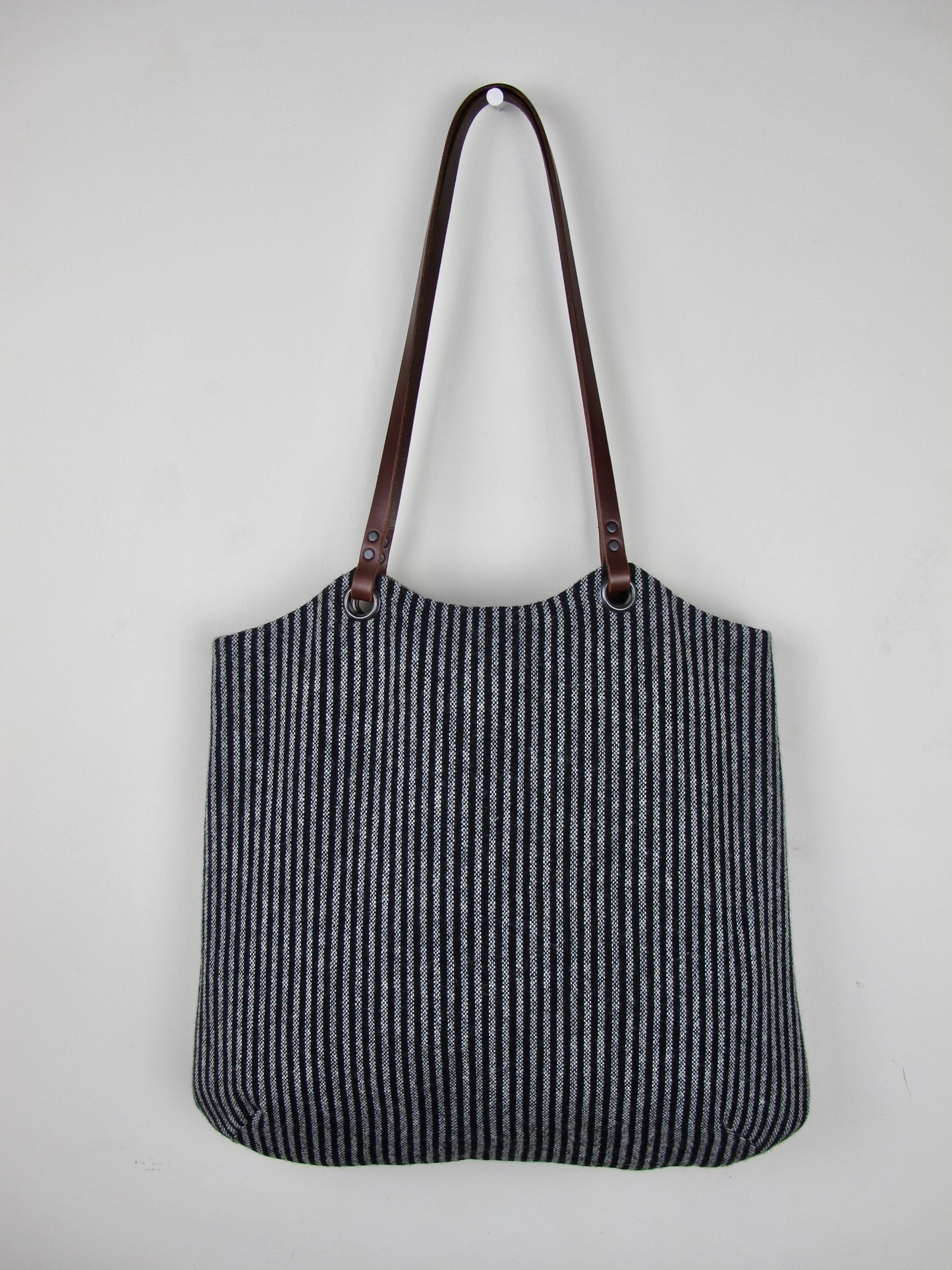Heritage Tote Bag - black & silver grey stripe