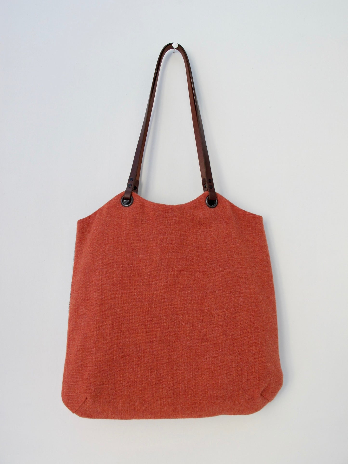 Blockwork Tote Bag - orange, straw & grey stripe
