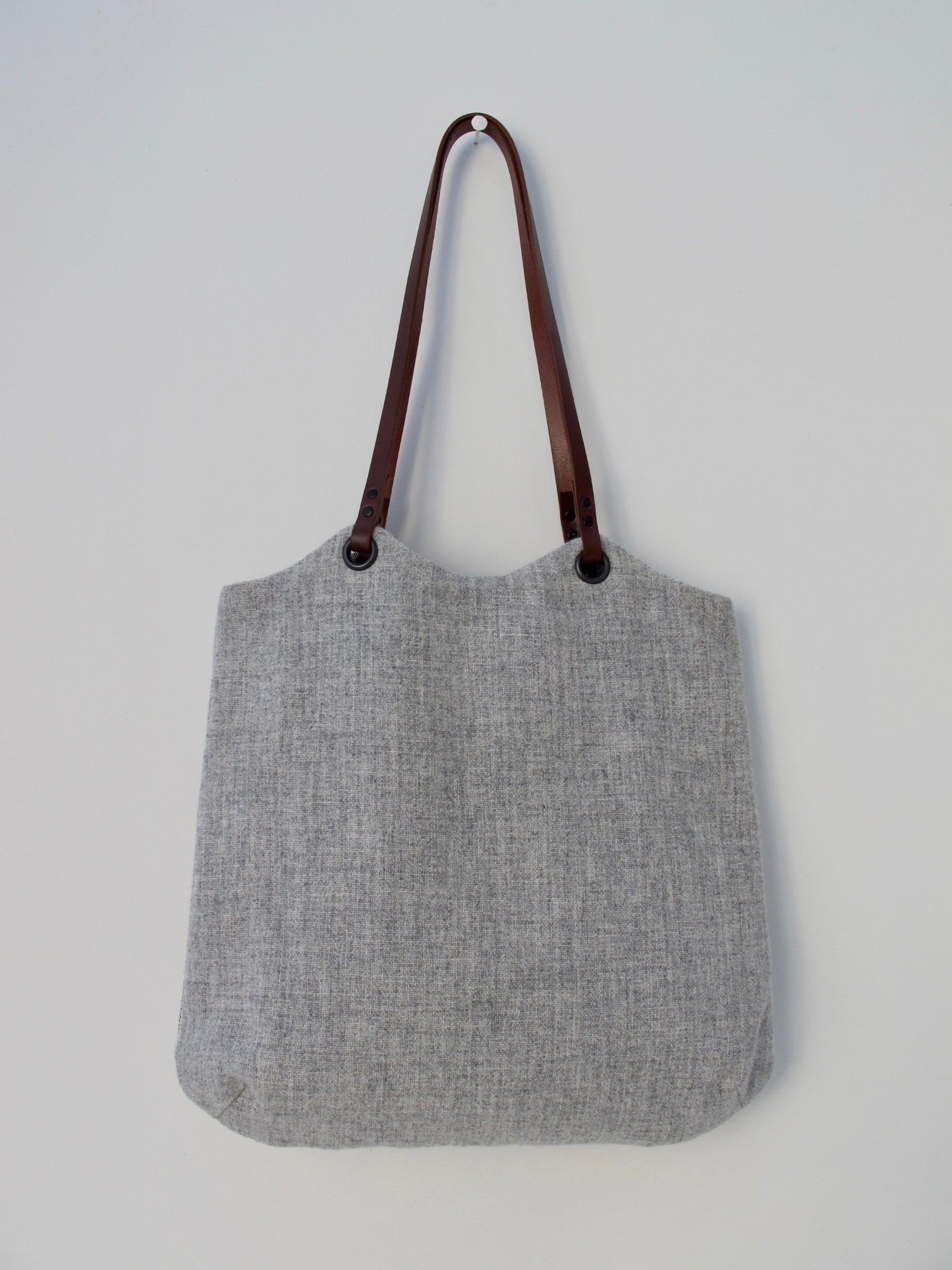 Blockwork Tote Bag - grey, straw & stripe