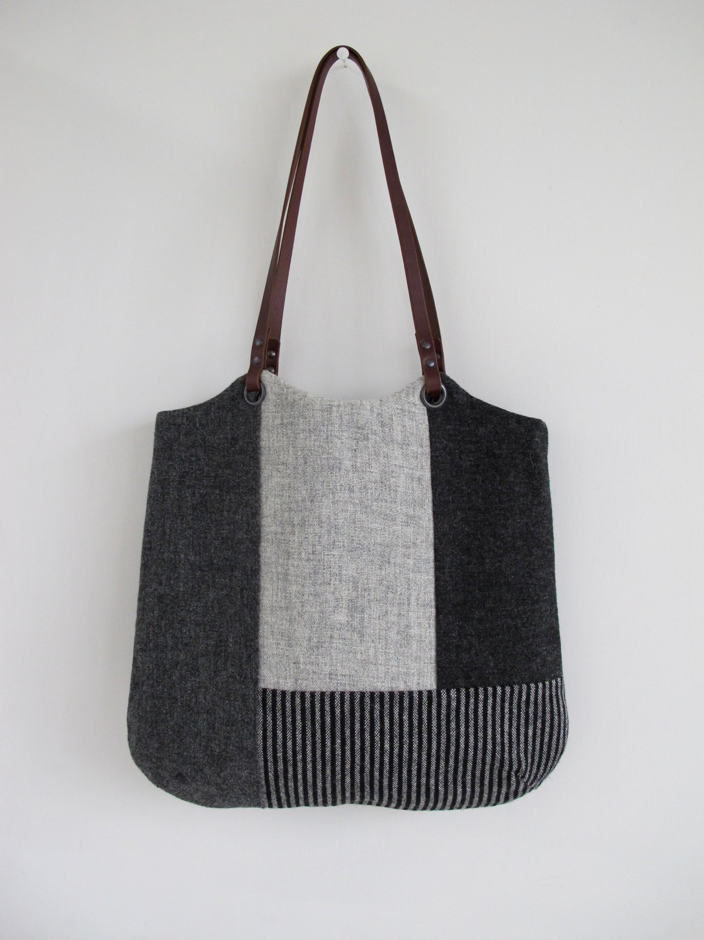 Blockwork Tote Bag - shades of grey block I