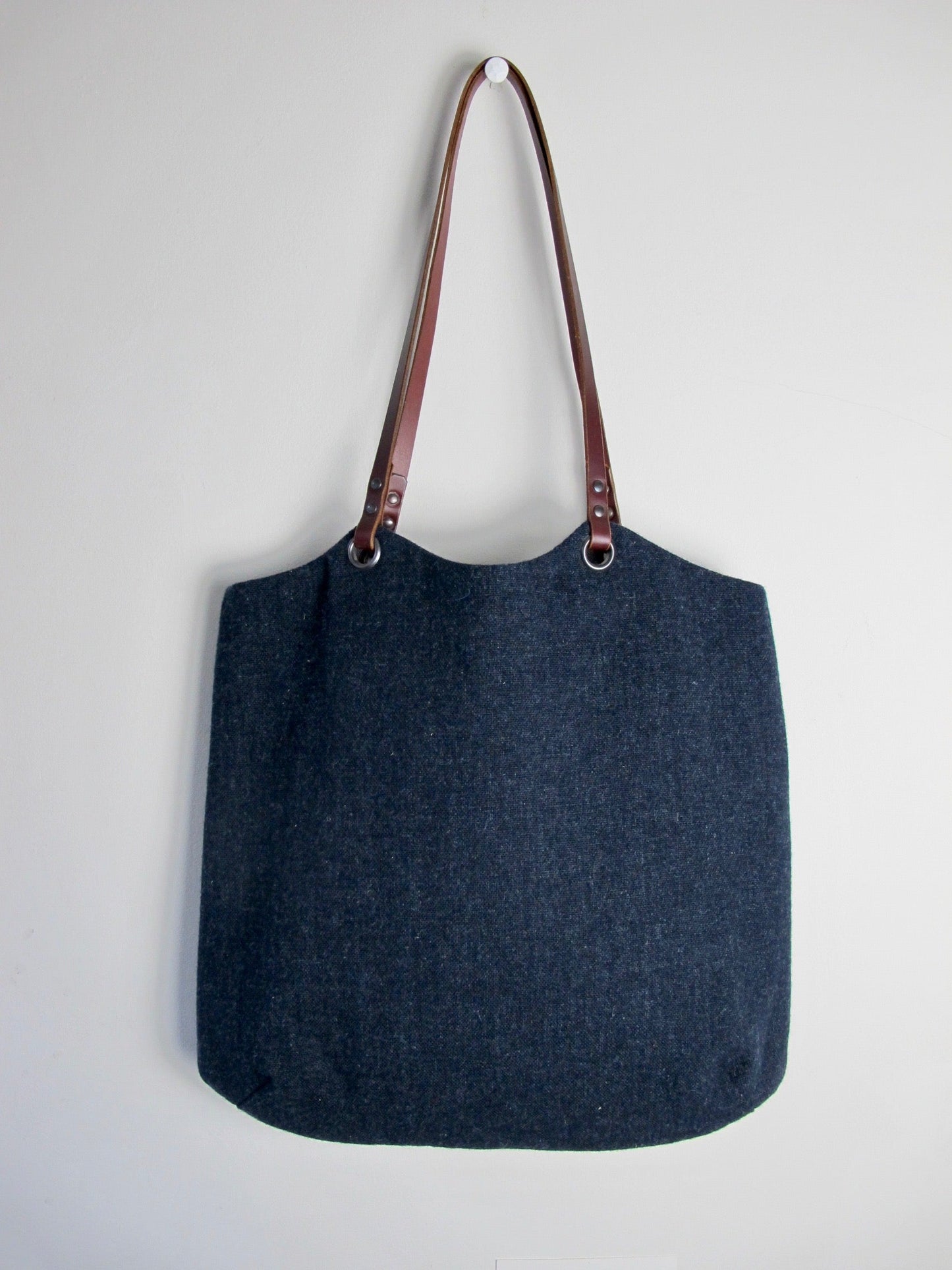 Blockwork Tote Bag - indigo, orange, graphite and mid grey block I