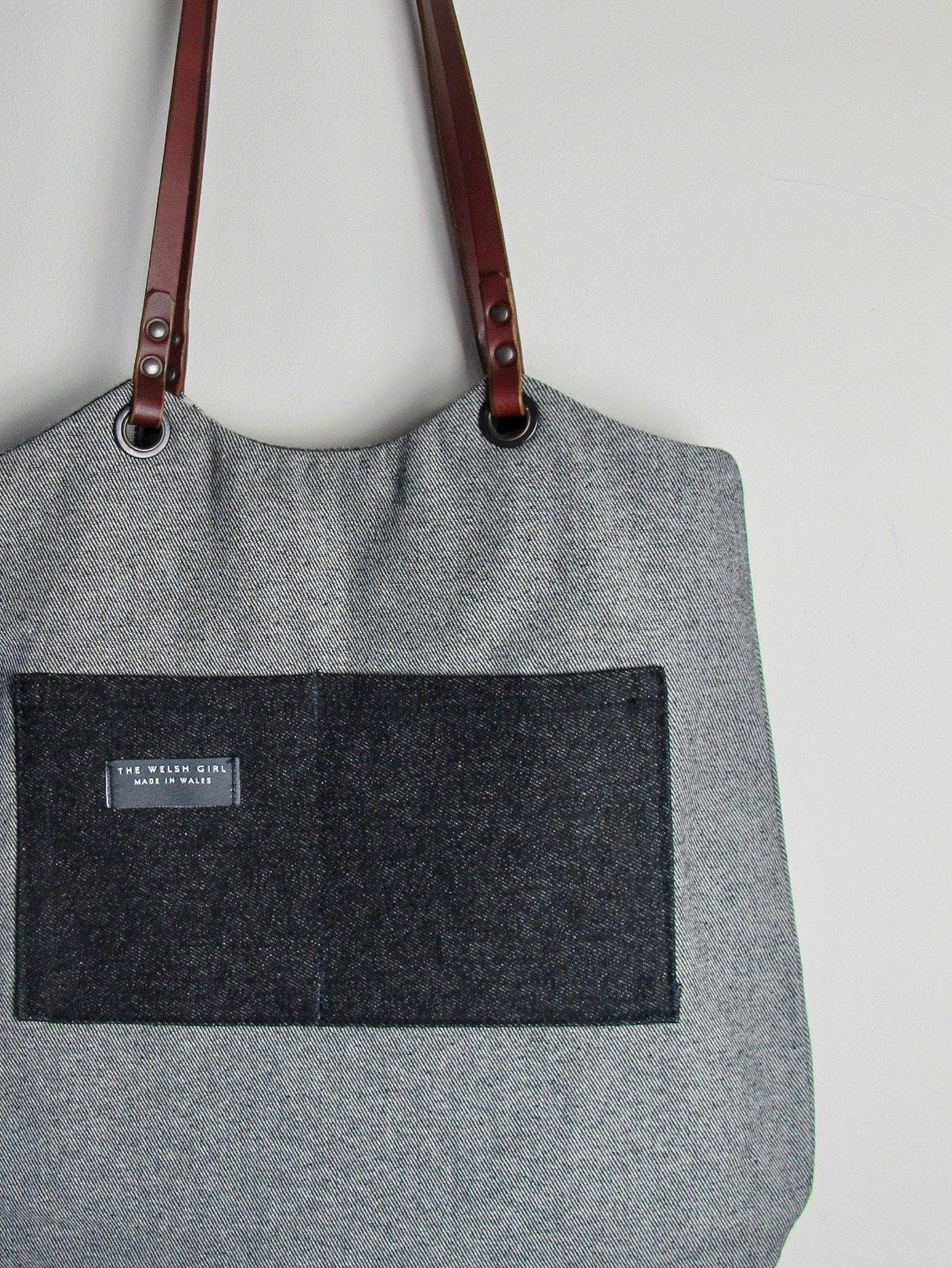 Patchwork Tote Bag - black, indigo, chocolate & grey