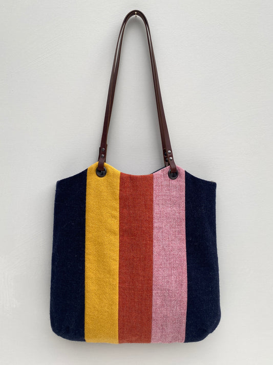 Patchwork Tote Bag - dark indigo, daffodil, tangerine & blossom