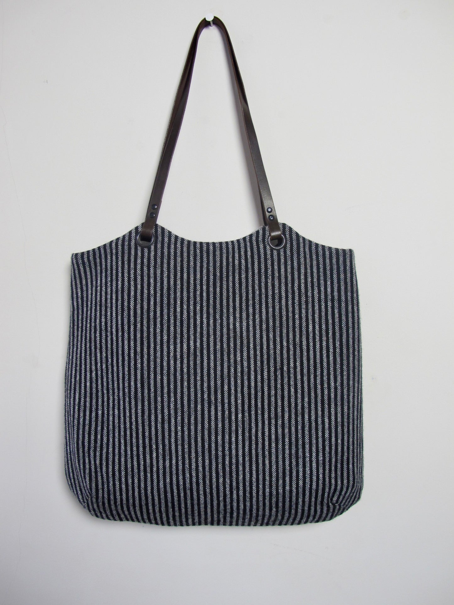 Patchwork Tote Bag - grey stripe I