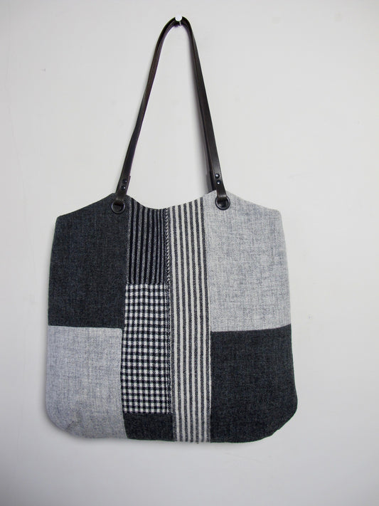 Patchwork Tote Bag - grey block II