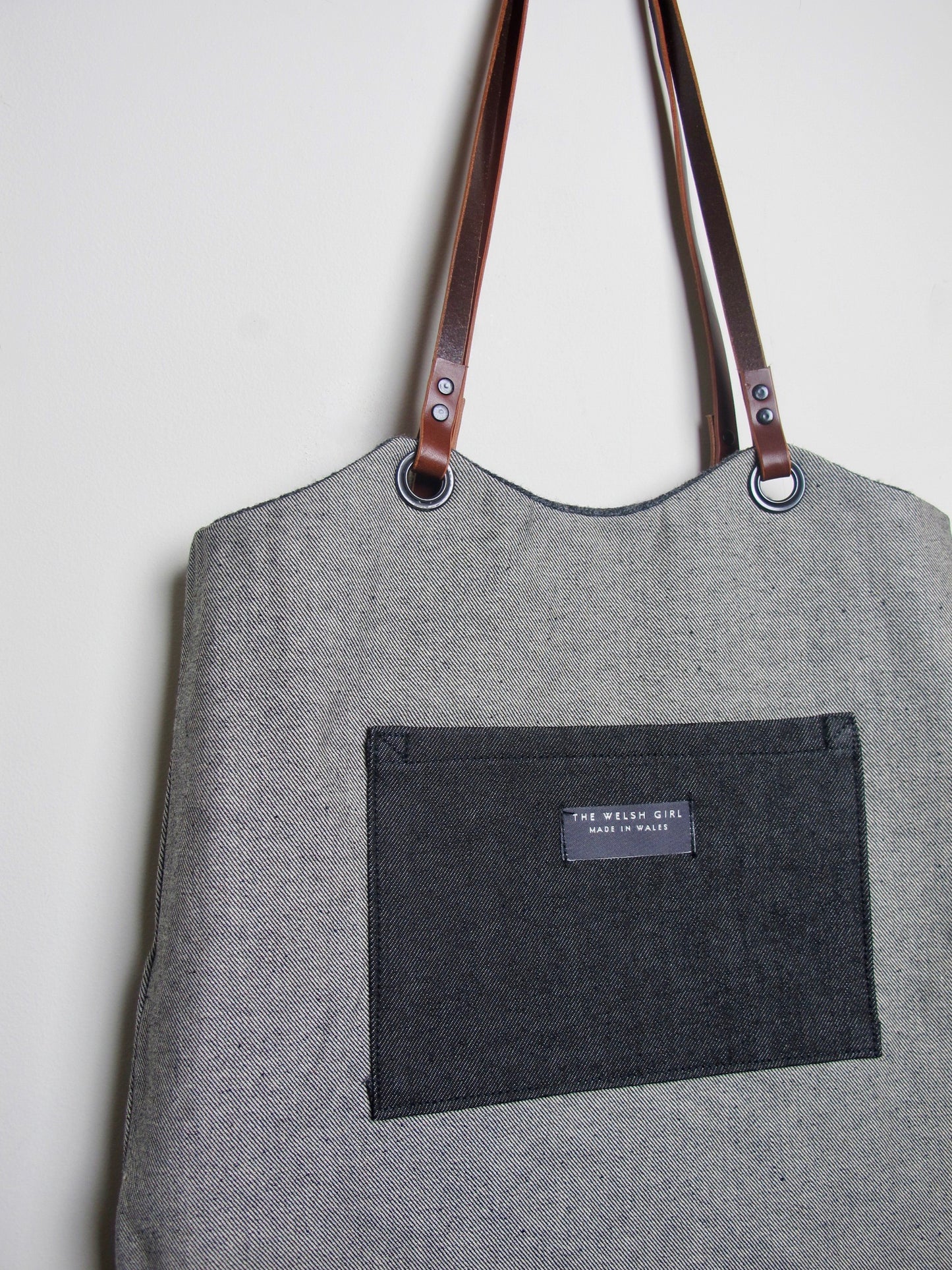 Blockwork Tote Bag - orange, straw, grey block I