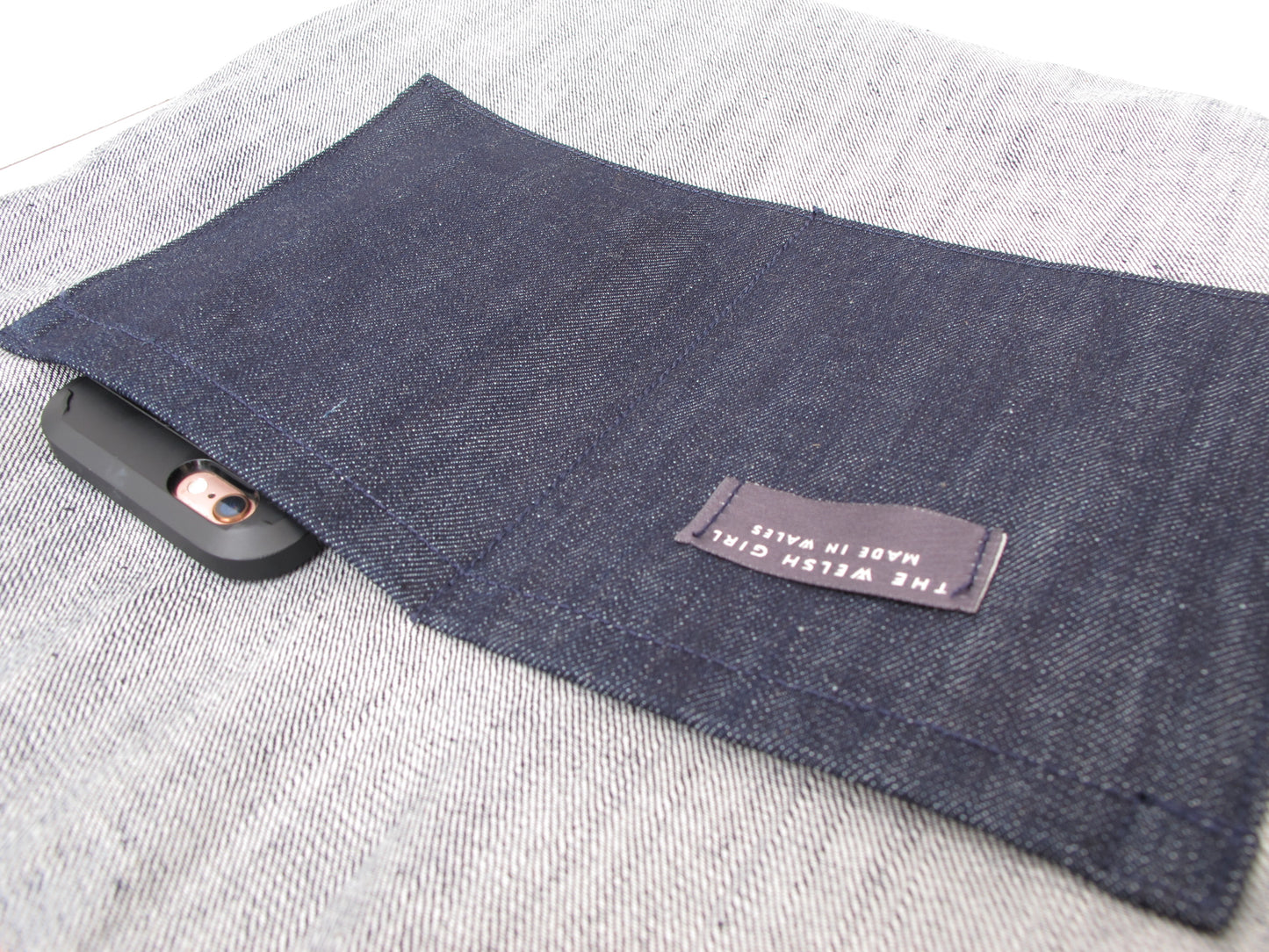 Blockwork Tote Bag - indigo, topaz, graphite & stone block I