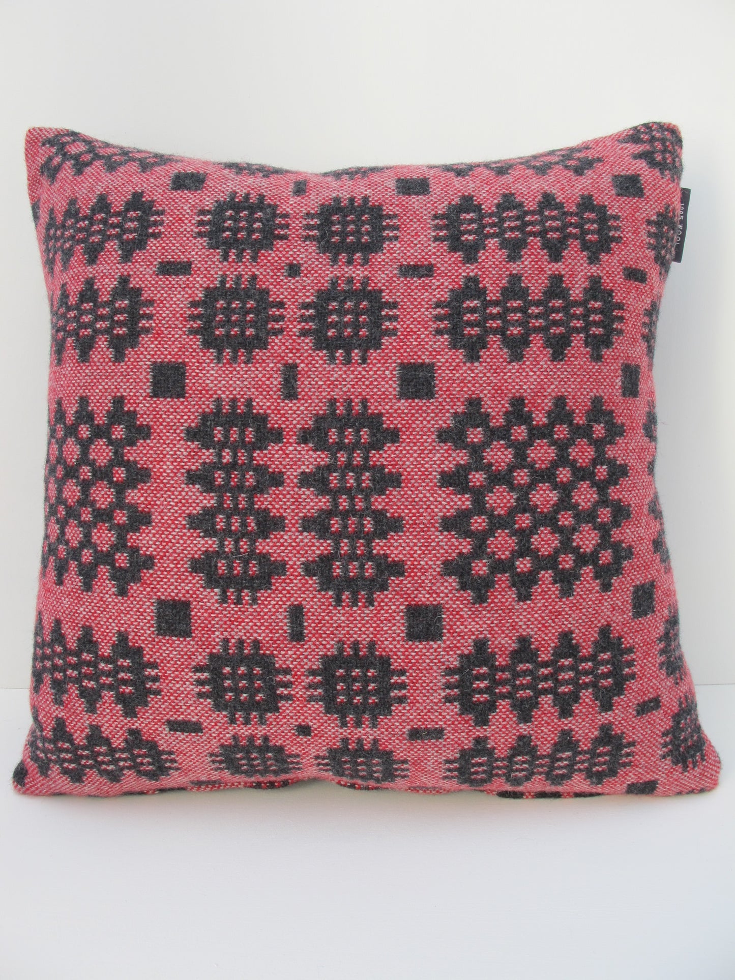 Graphite & Berry Red Tapestry Cushion - 18"