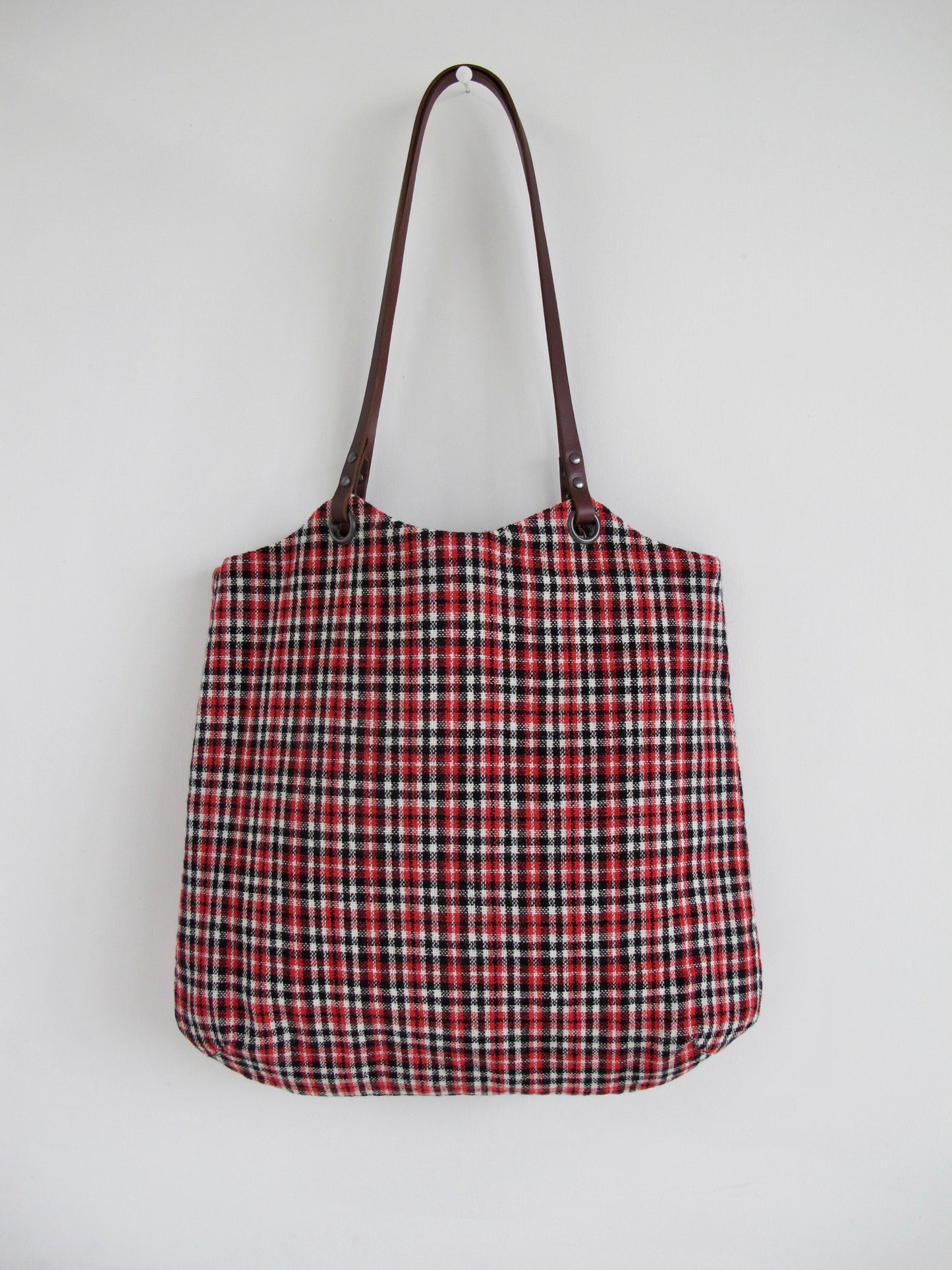 Heritage Tote Bag - red, black and cream check