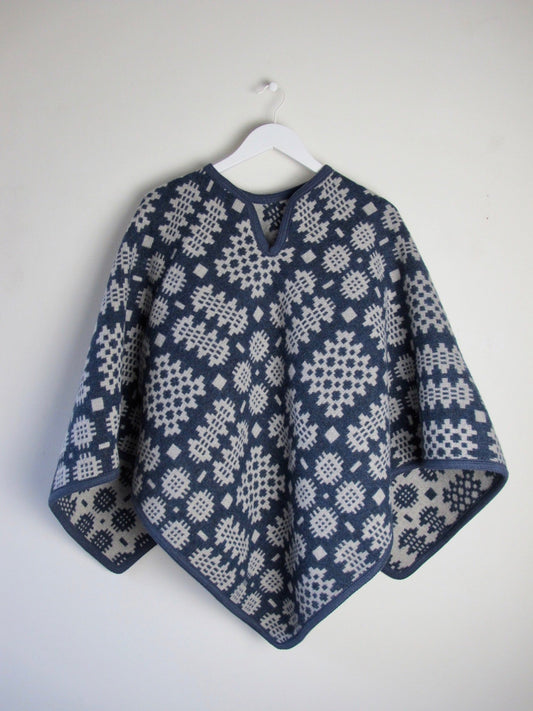 Indigo Blue & Stone Grey - Adult Poncho